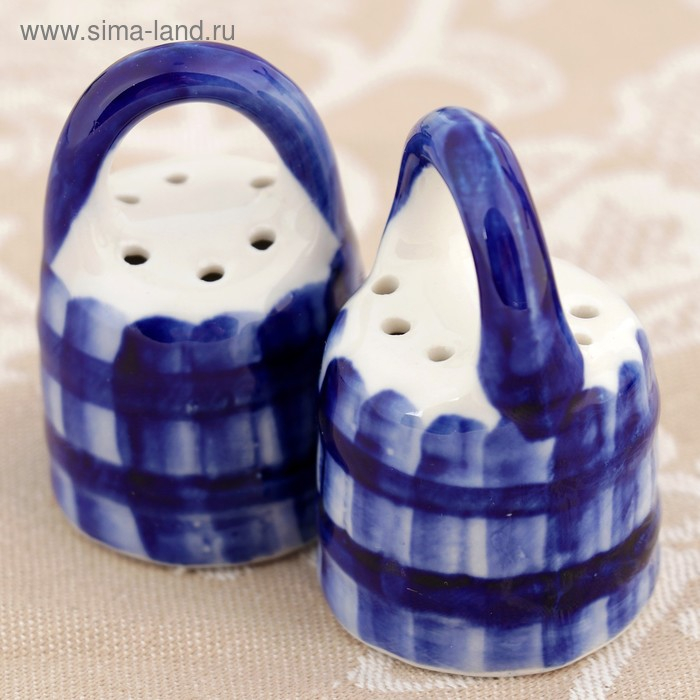 Набор для специй &laquo;Дама с коромыслом&raquo;, 5&times;13&times;20 см, гжель