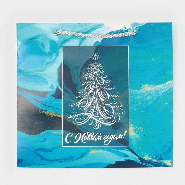 Пакет подарочный новогодний ламинированный &laquo;Мрамор&raquo;, 25 х 23 х 18 см, Новый год