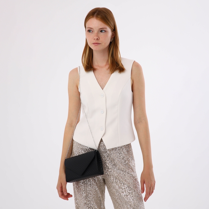 Сумка-клатч на клапане, цвет чёрный