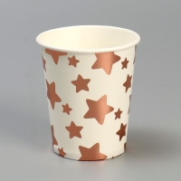 Стакан бумажный &laquo;Звёзды&raquo;, набор, 6 шт., цвет розовое золото