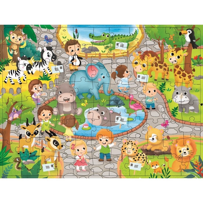 Пазл с фонариком &laquo;Весёлый зоопарк&raquo;, 88 деталей