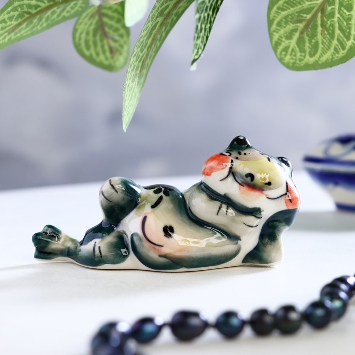 Сувенир &laquo;Лягушка сидячая&raquo;, гжель, цветная, 8 х 5,5см