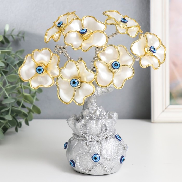 Сувенир от сглаза Сувенир от сглаза "Цветущее дерево. Денежный мешок" серебро, перламутр 14,5х8,55х22 см