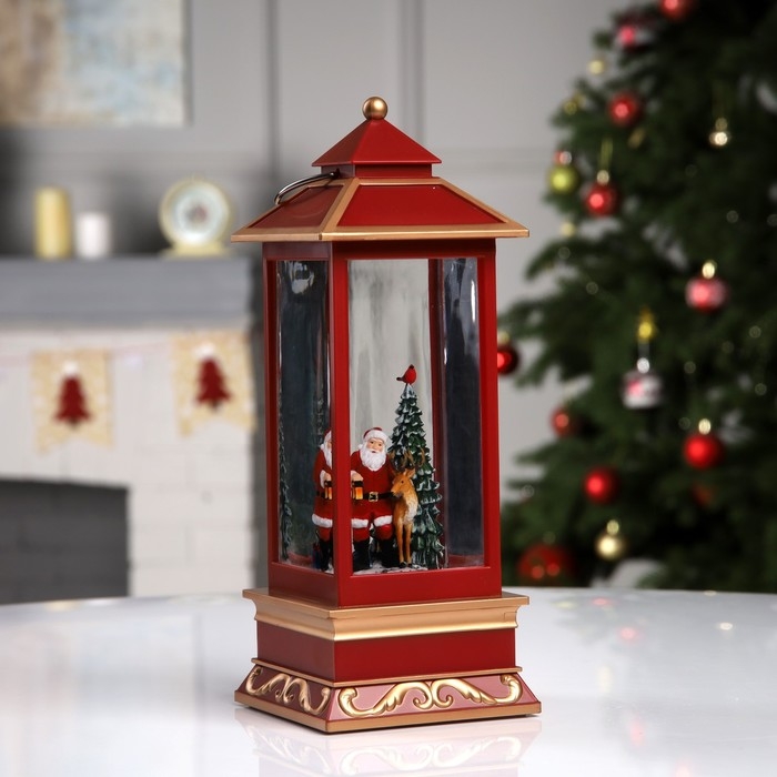 Светодиодная фигура &laquo;Фонарь с Дедом Морозом&raquo; 10.5 &times; 26 &times; 10.5 см, пластик, батарейки ААх3 (не в комплекте), USB, свечение тёплое белое