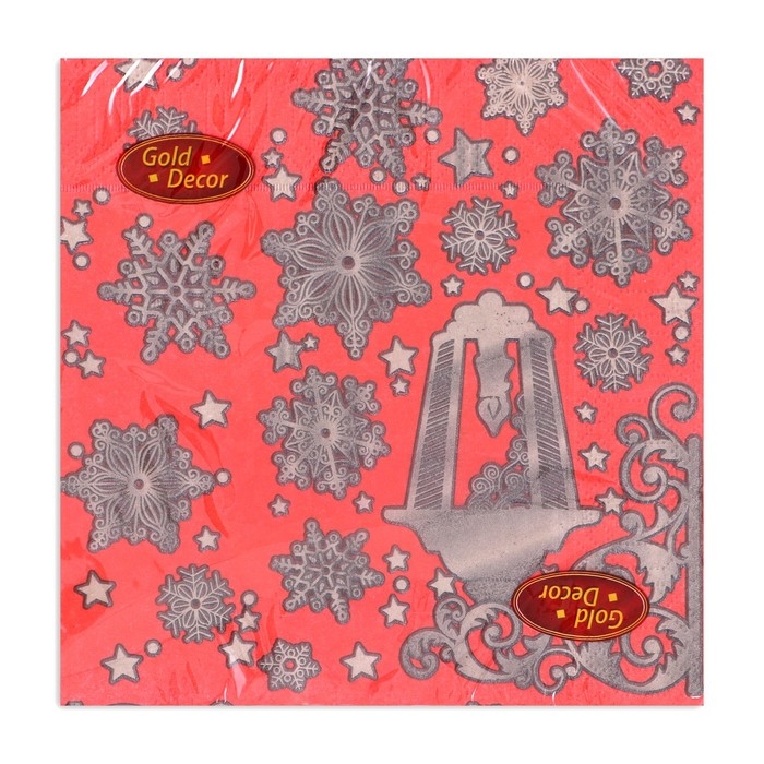 Новогодние салфетки бумажные Gold Décor «Новогдний фонарь на красном» 3 слоя, 33х33 см, 20 шт Новогодние салфетки бумажные Gold Décor «Новогдний фонарь на красном» 3 слоя, 33х33 см, 20 шт