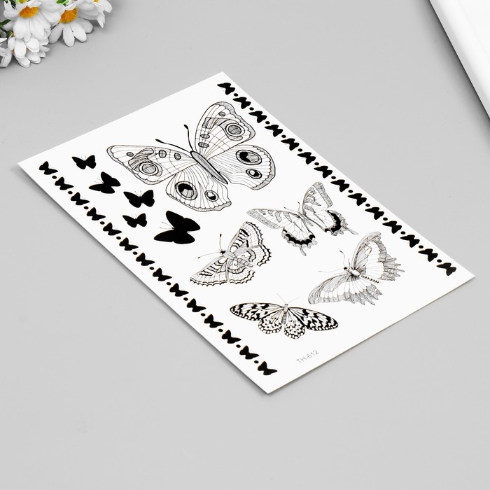 Татуировка на тело чёрная Татуировка на тело чёрная "Бабочки" 25х15 см