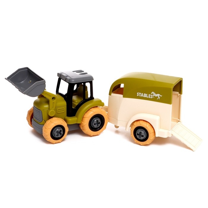 Конструктор винтовой &laquo;Трактор с коневозкой&raquo;, с отвёрткой, и аксессуарами