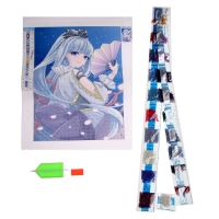 Алмазная мозаика с частичным заполнением на холсте «Девушка с веером», 30 х 40 см Алмазная мозаика с частичным заполнением на холсте «Девушка с веером», 30 х 40 см