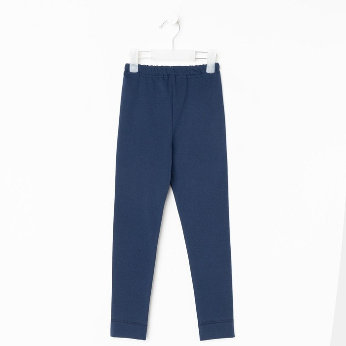 Леггинсы для девочки (термо), цвет синий/меланж, рост 134 см