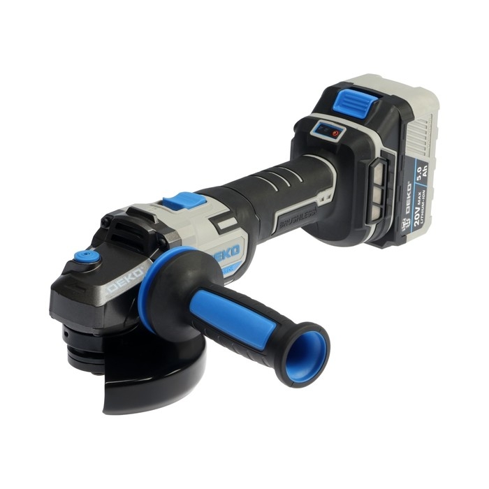 Аккумуляторная УШМ DEKO DKAG20, бесщеточная, 20 В, 5 Ач, 125 мм, 3000/9000 об/мин Аккумуляторная УШМ DEKO DKAG20, бесщеточная, 20 В, 5 Ач, 125 мм, 3000/9000 об/мин