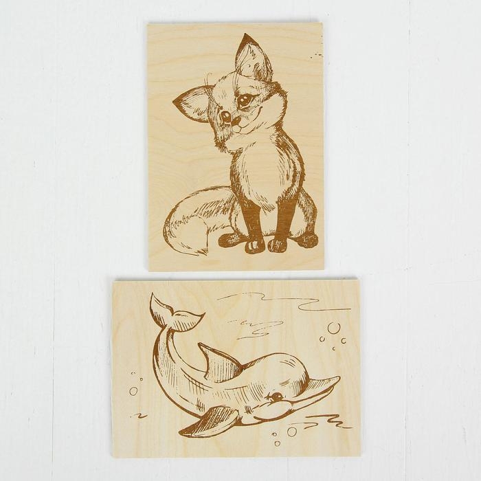 Доски для выжигания Доски для выжигания "Дельфин и Лисёнок", 2 шт.