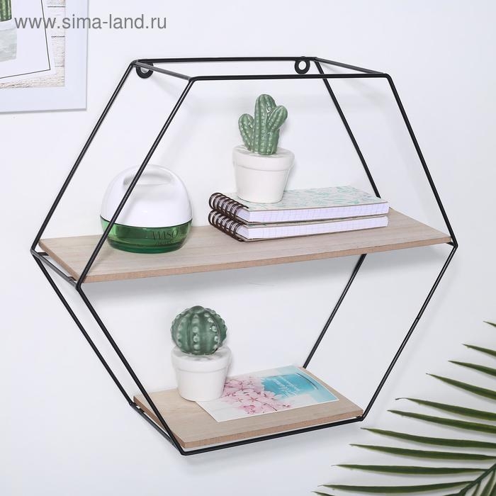 Полка 2-х ярусная Доляна «Лофт», 37×11,5×32,5 см, цвет чёрный Полка 2-х ярусная Доляна «Лофт», 37×11,5×32,5 см, цвет чёрный