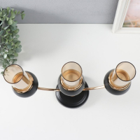 Подсвечник металл на 3 свечи "Тёмный рыцарь" чёрный матовый с золотом 36х24х12 см Подсвечник металл на 3 свечи "Тёмный рыцарь" чёрный матовый с золотом 36х24х12 см