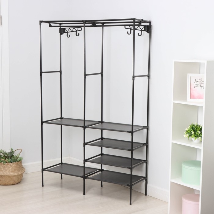 Вешалка - стойка напольная для одежды LaDо́m, с полками для хранения, 107&times;35&times;173 см, цвет чёрный