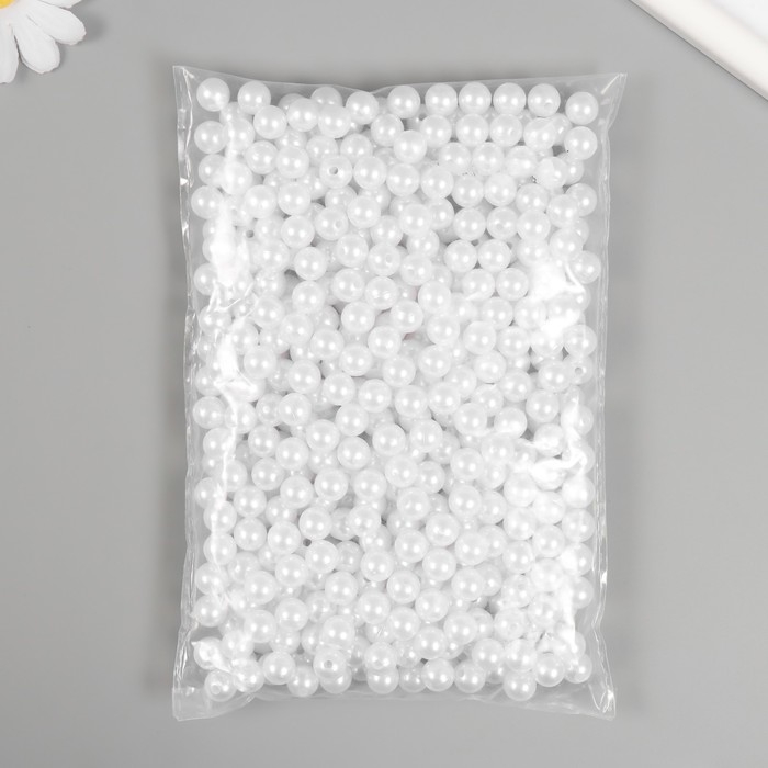 Набор бусин "Жемчуг" d 10 мм, 250 гр, белоснежный