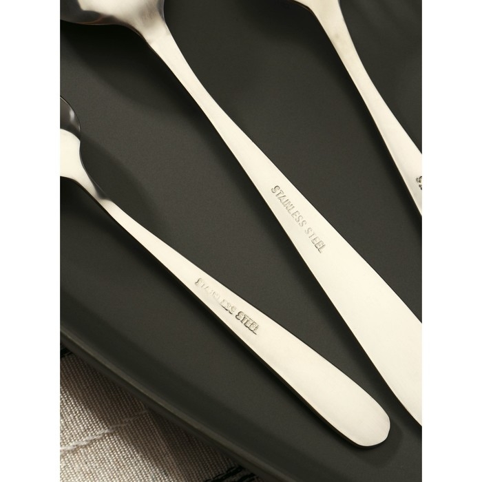 Набор столовых приборов из нержавеющей стали «Руно», 24 предмета, на подставке, цвет серебряный Набор столовых приборов из нержавеющей стали «Руно», 24 предмета, на подставке, цвет серебряный