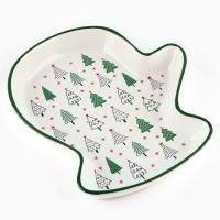 Новый год! Блюдо новогоднее керамическое &laquo;Зимний лес&raquo;, 20х17.5х3 см, цвет белый