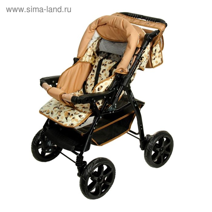 Коляска-трансформер &laquo;Пилот&raquo;, пластиковые колёса, оттенки бежевого, рисунок МИКС