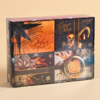 Подарочный набор &laquo;С Новым годом&raquo;: чай чёрный 50 г., арахис в белой шоколадной глазури 100 г., ананас в белом шоколаде 100 г., крем-мед с абрикосом 120 г.