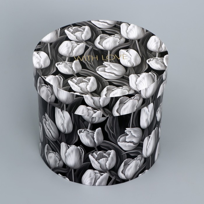 Набор шляпных коробок для цветов 4 в 1, упаковка подарочная, &laquo;Чёрно-белый&raquo;, 14 х 13 см - 20 х 17.5 см