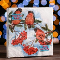 Новый год. Салфетки бумажные New Line Design &laquo;Снегири&raquo;, 33х33 см, 3 слоя