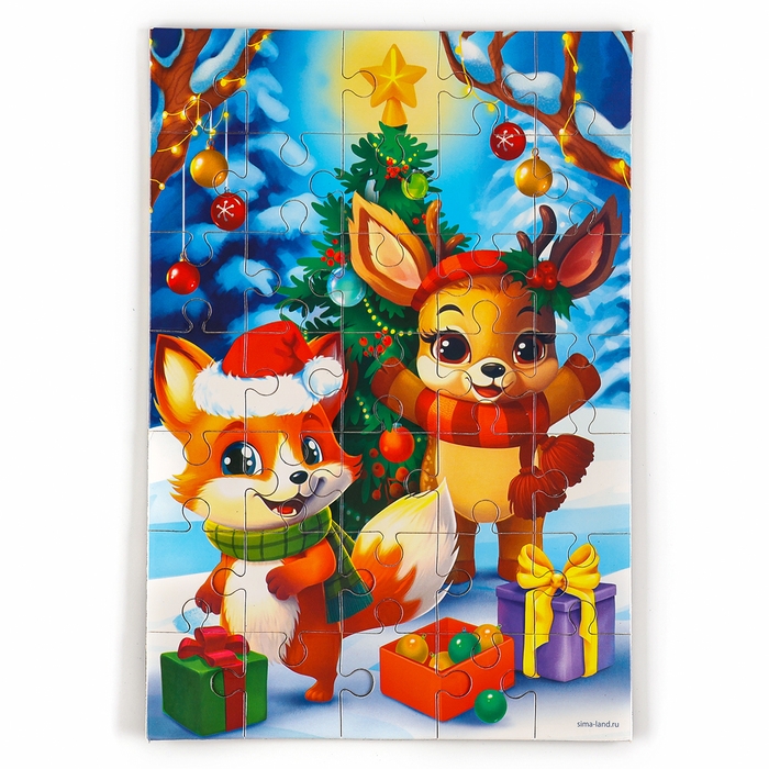Пазл для детей магнитный деревянный &laquo;Новый год! Елка&raquo;, 21 х 15 см
