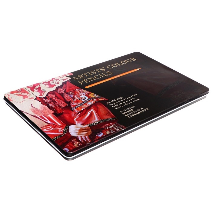 Карандаши цельнографитные, в металлической коробке, 24 цвета