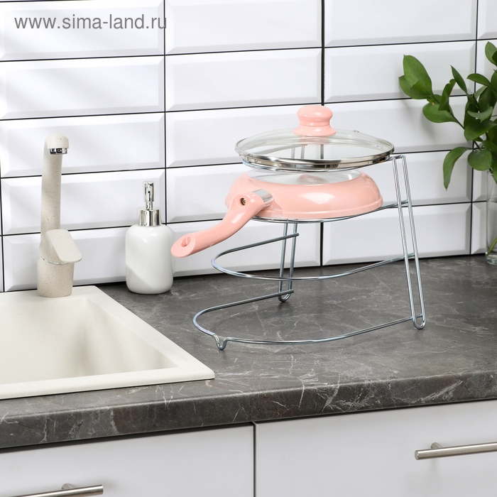 Подставка для хранения сковородок на 3 предмета, 28&times;23&times;22 см, цинк, цвет серебристый