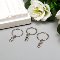 Основа для брелока кольцо металл с цепочкой серебро d=1,4 см, дл. цепочки 1,8 см набор 60 шт Основа для брелока кольцо металл с цепочкой серебро d=1,4 см, дл. цепочки 1,8 см набор 60 шт