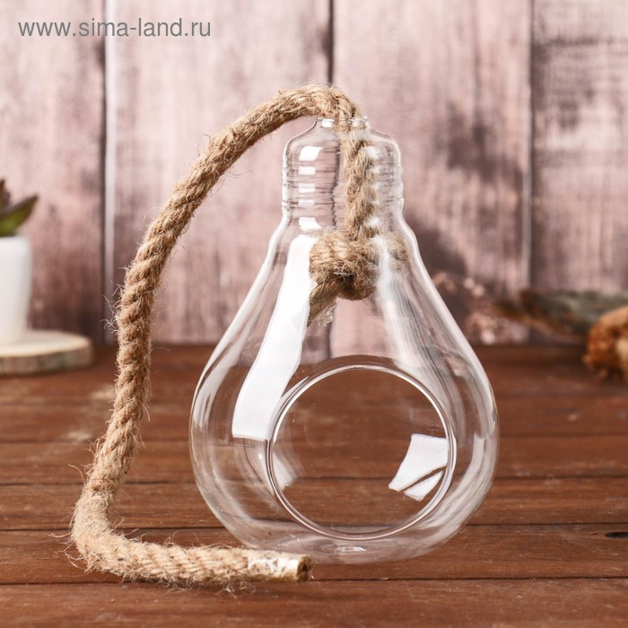 Флорариум "Лампа" с веревкой, d отв-5 см 9х9х13 см