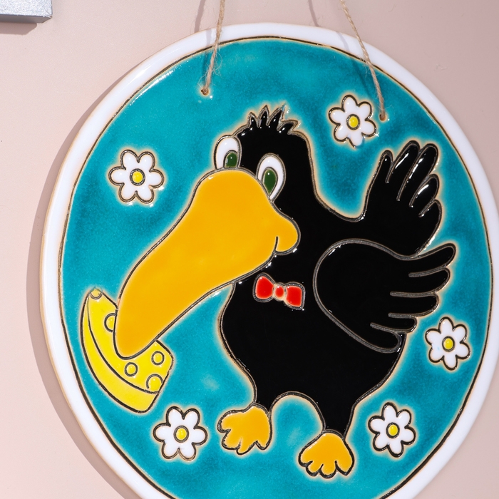 Панно Панно "Ворона", 19,5 см, майолика