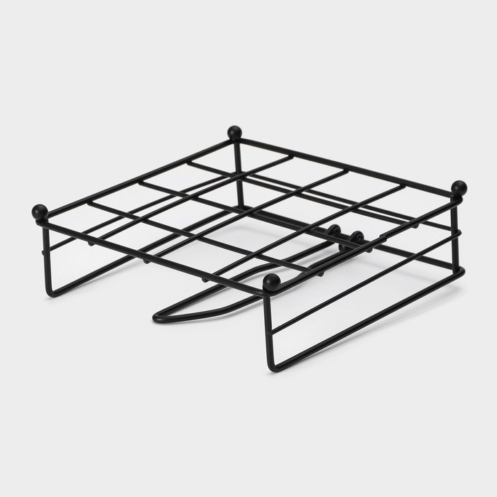 Салфетница Доляна &laquo;Столовые приборы&raquo;, с держателем, 17,5&times;18&times;6 см, цвет чёрный