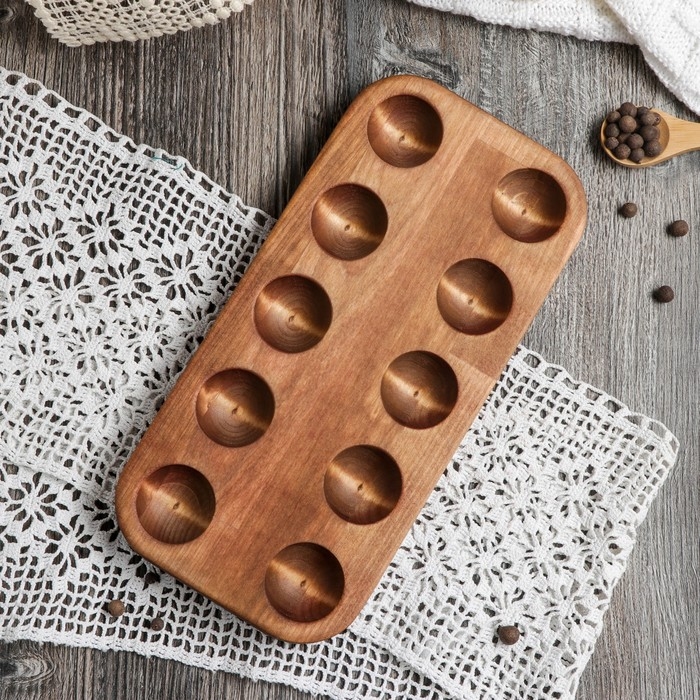 Подставка для яиц Adelica, 10 отделений, 12&times;25&times;1,8 см, массив берёзы