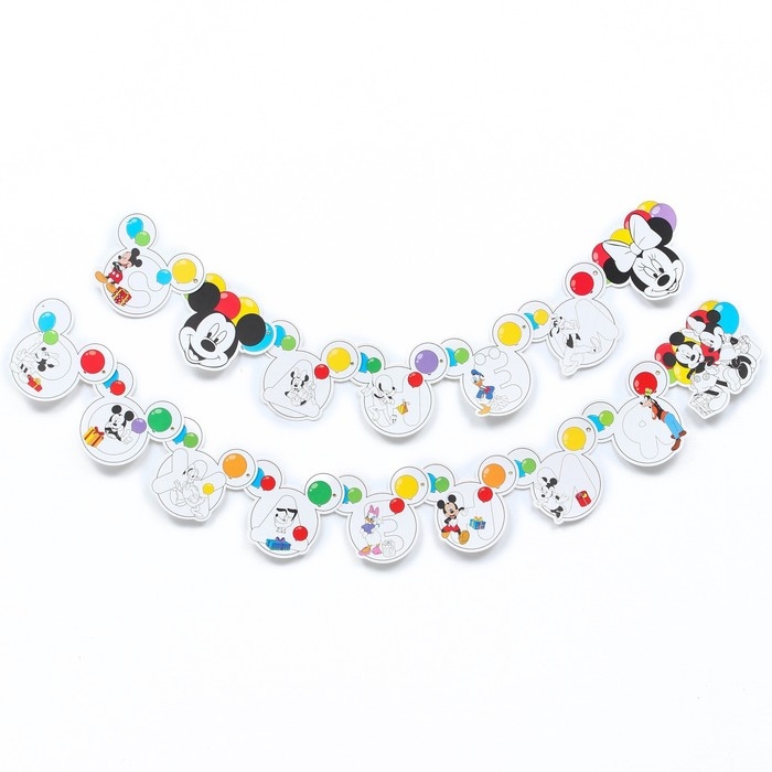 Гирлянда на люверсах с плакатом Гирлянда на люверсах с плакатом "С Днем Рождения", длина 284 см, Микки Маус