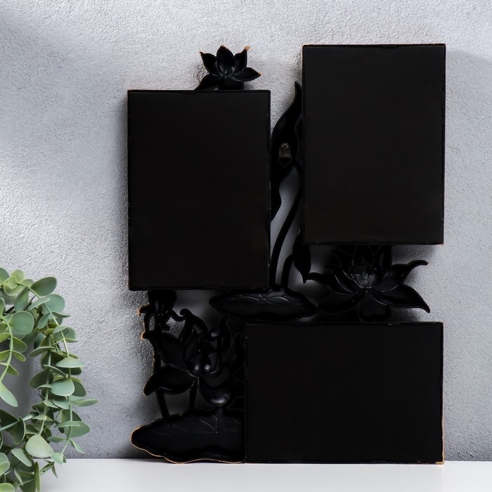 Фоторамка пластик на 3 фото 10х15 см Фоторамка пластик на 3 фото 10х15 см "Лотосы" тёмное золото 36х27 см