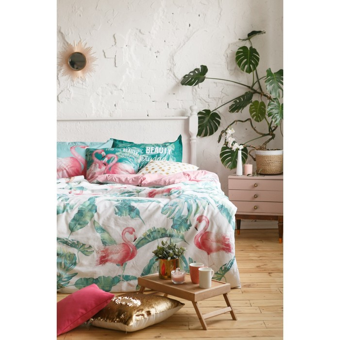 Постельное бельё "Этель" 2 сп Фламинго 175х215 см, 200х220 см, 50х70+3 см - 2 шт