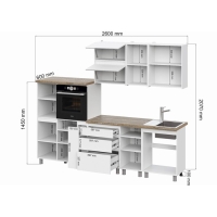 Кухонный гарнитур Одри 1/2.6, Белый/Дуб делано 38мм