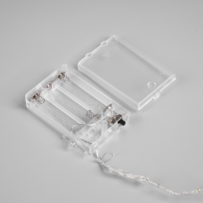 Гирлянда &laquo;Нить&raquo; 5 м роса с насадками &laquo;Перламутр&raquo;, IP20, нить серебристая, 50 LED, батарейки AAx2 (не в комплекте), 2 режима, свечение тёплое белое