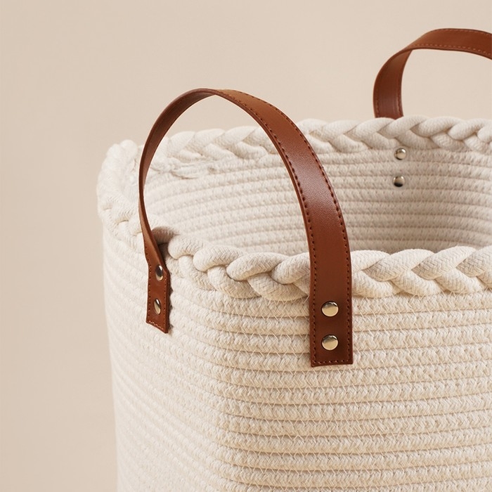 Корзина для белья плетеная круглая SL Home Cotton, хлопок, 35&times;40 см