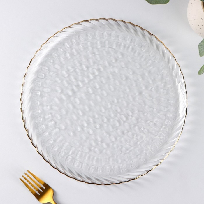 Блюдо стеклянное сервировочное «Кринкл», d=26,5 см, цвет прозрачный Блюдо стеклянное сервировочное «Кринкл», d=26,5 см, цвет прозрачный