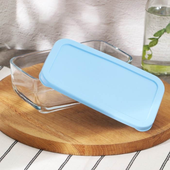 Контейнер стеклянный Snow Box, 1200 мл, с крышкой, цвет голубой