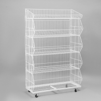 Накопитель разборный на колесах, 5 корзин, 90×43×147 см, цвет белый Накопитель разборный на колесах, 5 корзин, 90×43×147 см, цвет белый