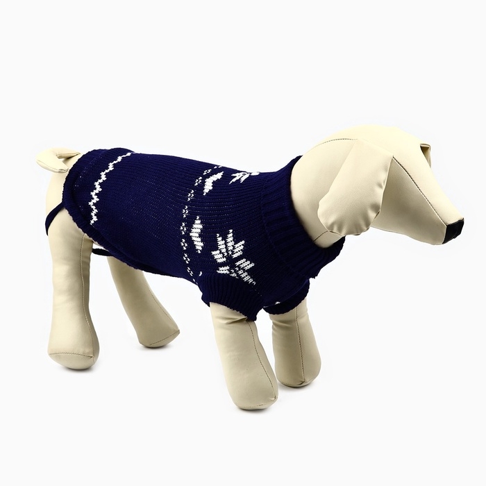 Одежда для собак. Свитер вязаный с орнаментом &laquo;Новогодний&raquo;, синий, размер L