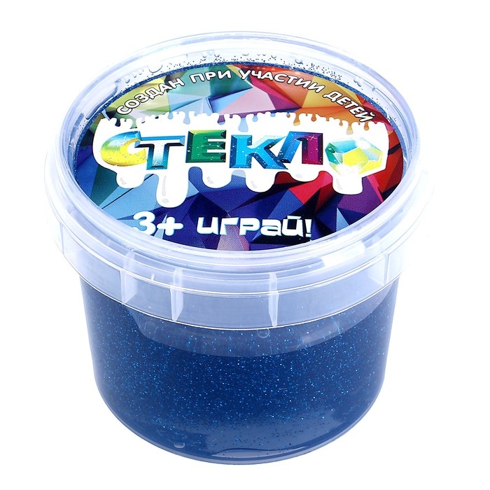 Слайм &laquo;Стекло&raquo; с ярко-синими блёстками, 90 г