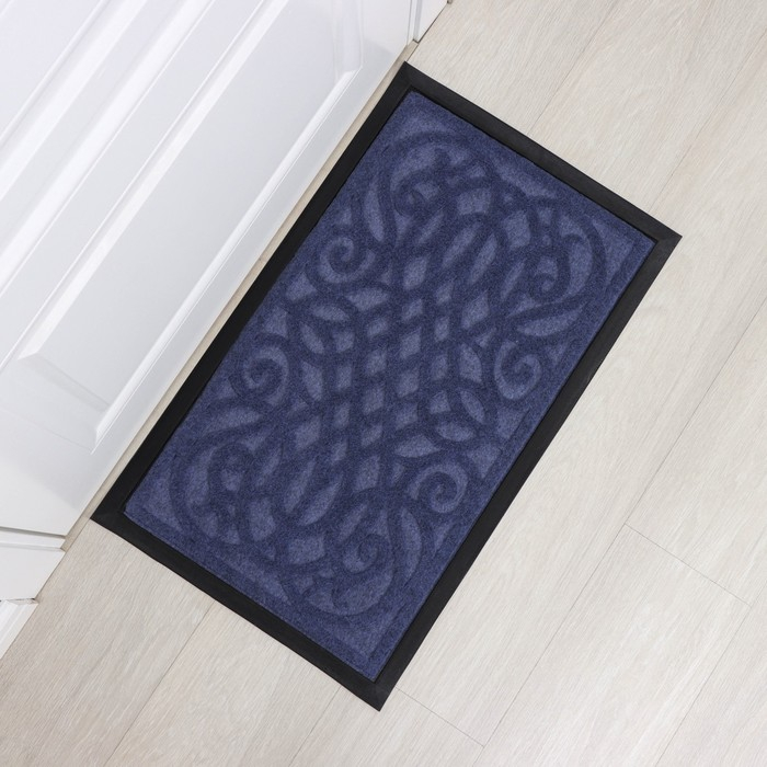 Коврик влаговпитывающий придверный с окантовкой Доляна &laquo;Вензель&raquo;, 45&times;75 см, цвет МИКС
