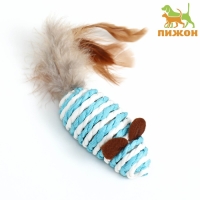 Игрушка для кошек "Мышь-погремушка", 7 см, бело-голубая Игрушка для кошек "Мышь-погремушка", 7 см, бело-голубая