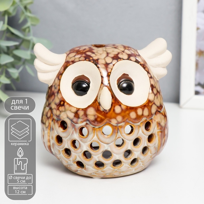 Подсвечник керамика на 1 свечу Подсвечник керамика на 1 свечу "Маленький филин" 12х10х9 см