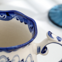 Кружка "Утро Хозяин", 0,3 л, 11х12 см, гжель, фарфор