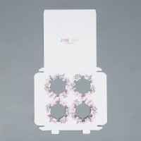 Коробка для капкейка, кондитерская упаковка, 4 ячейки, &laquo;Венки&raquo;, 16 х 16 х 11.5 см