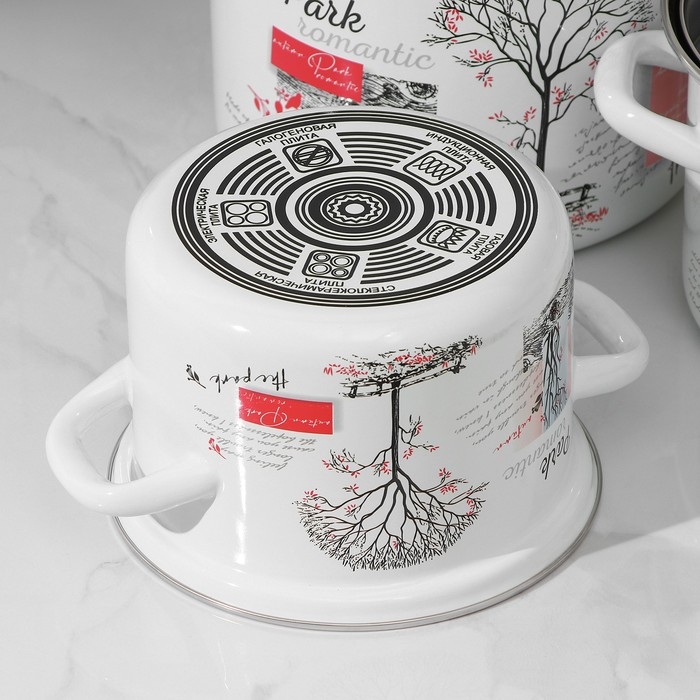 Набор кастрюль &laquo;Осенний парк. Люкс&raquo;, 3 предмета: 2,4 л, 3,4 л ,5 л, крышки, индукция